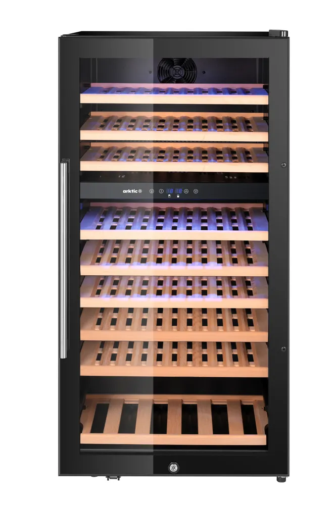 Frigorífico para Vinho 2 Zonas 91 Garrafas 230L Preto