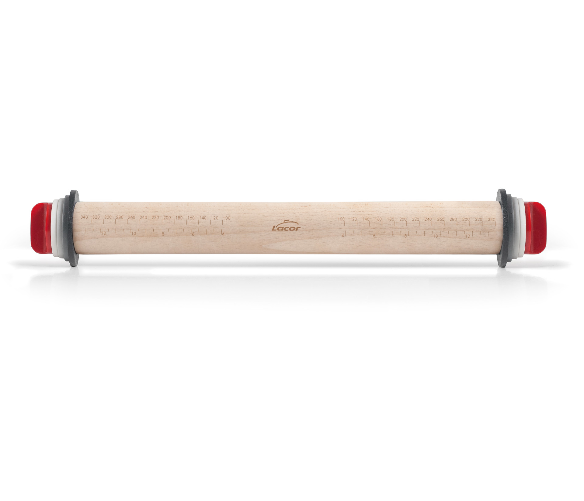 Rolo de Amassar Madeira Faia 38 cm com Anilhas Reguláveis
