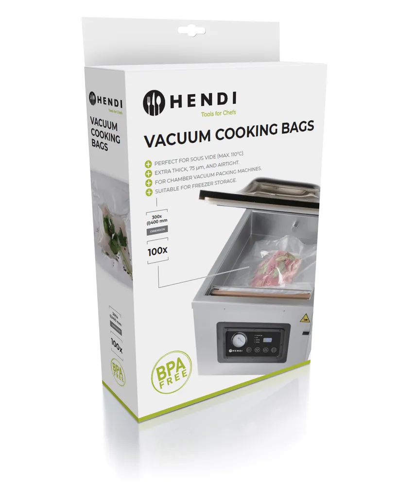 Sacos Profissionais para Vácuo e Sous-Vide Hendi 300x400mm (100 unidades)