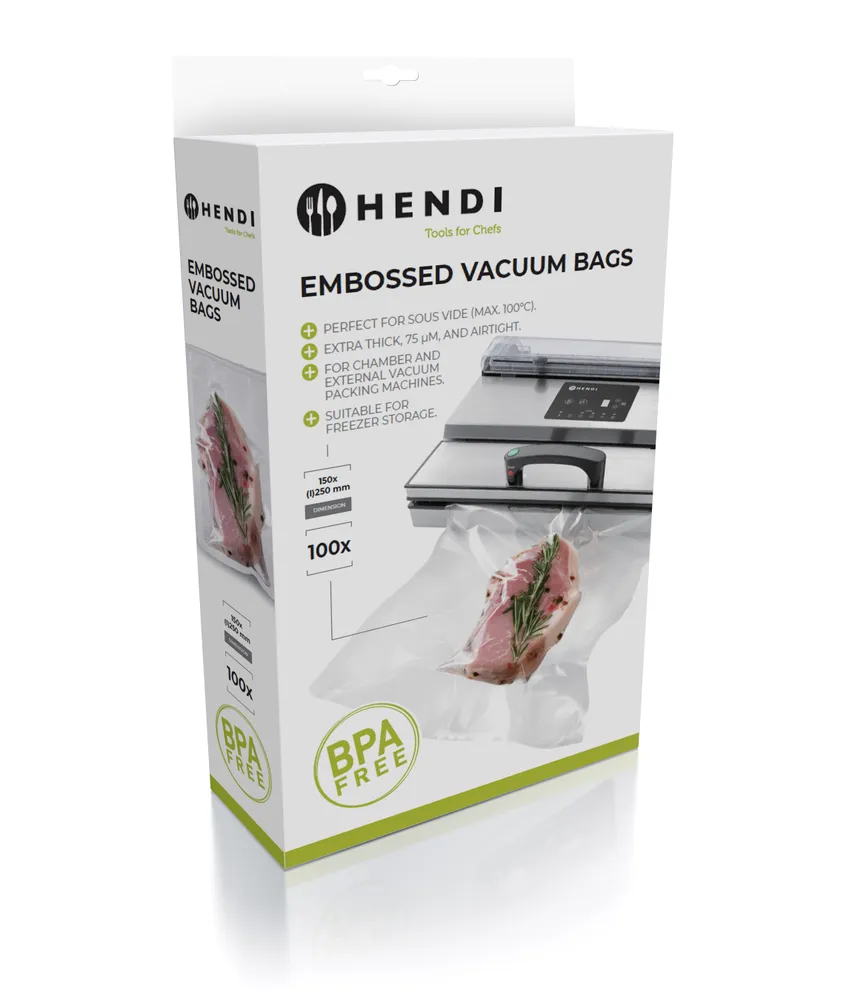 Sacos de Vácuo com Relevo HENDI 150x250mm - 100 Unidades