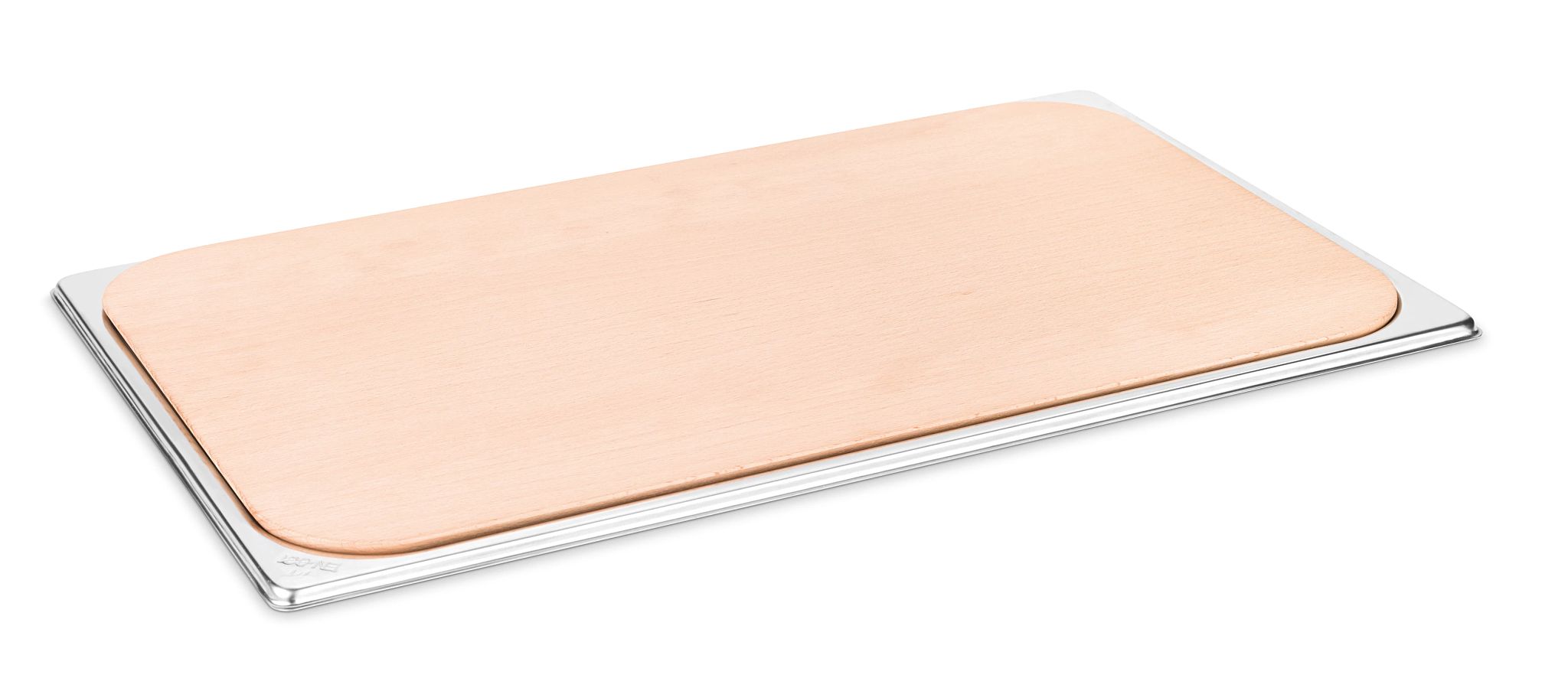 Tabuleiro Madeira e Aço Inoxidável para Buffet 53x32.5cm