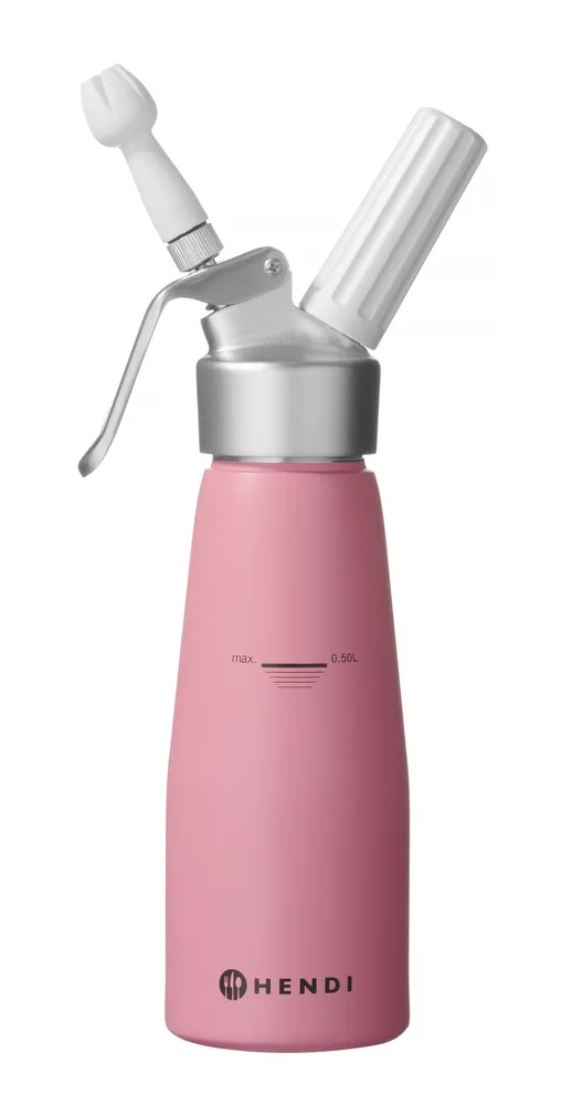 Sifão para Natas HENDI 0,5L Rosa Pastel - Dispensador de Chantilly Profissional