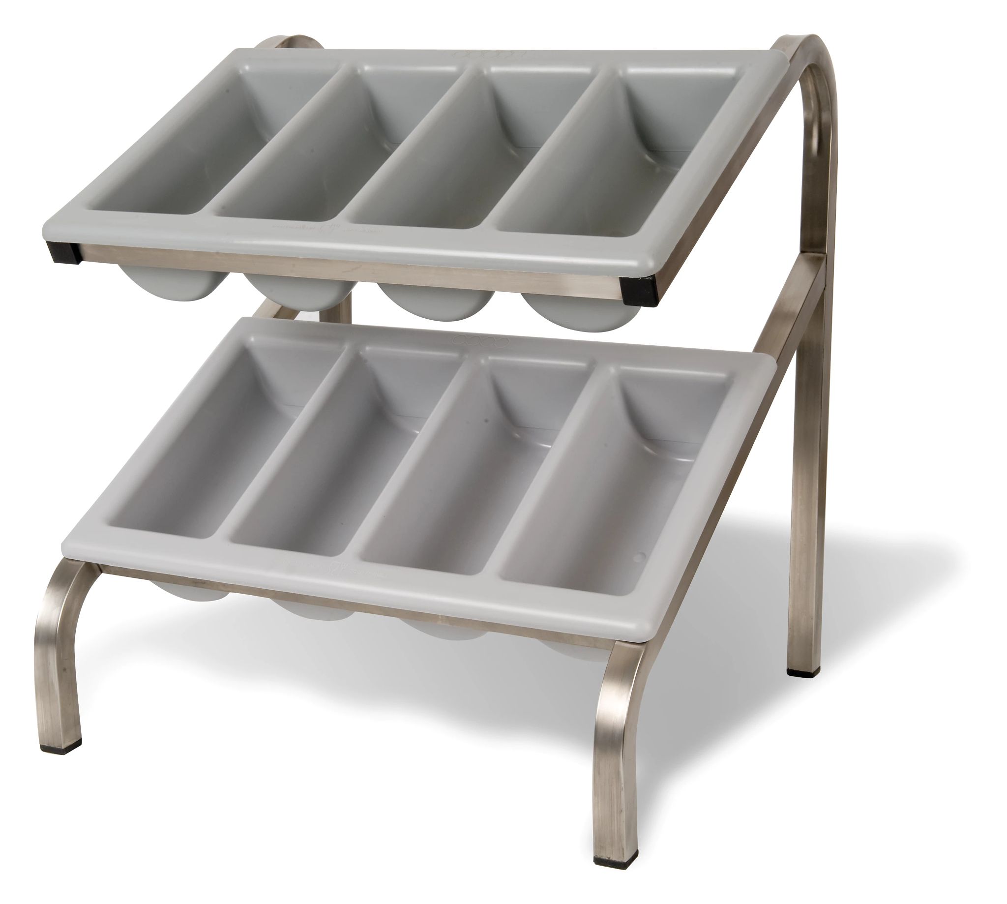 Suporte Duplo para 2 Tabuleiros GN 1/1 com Porta-Talheres Inox