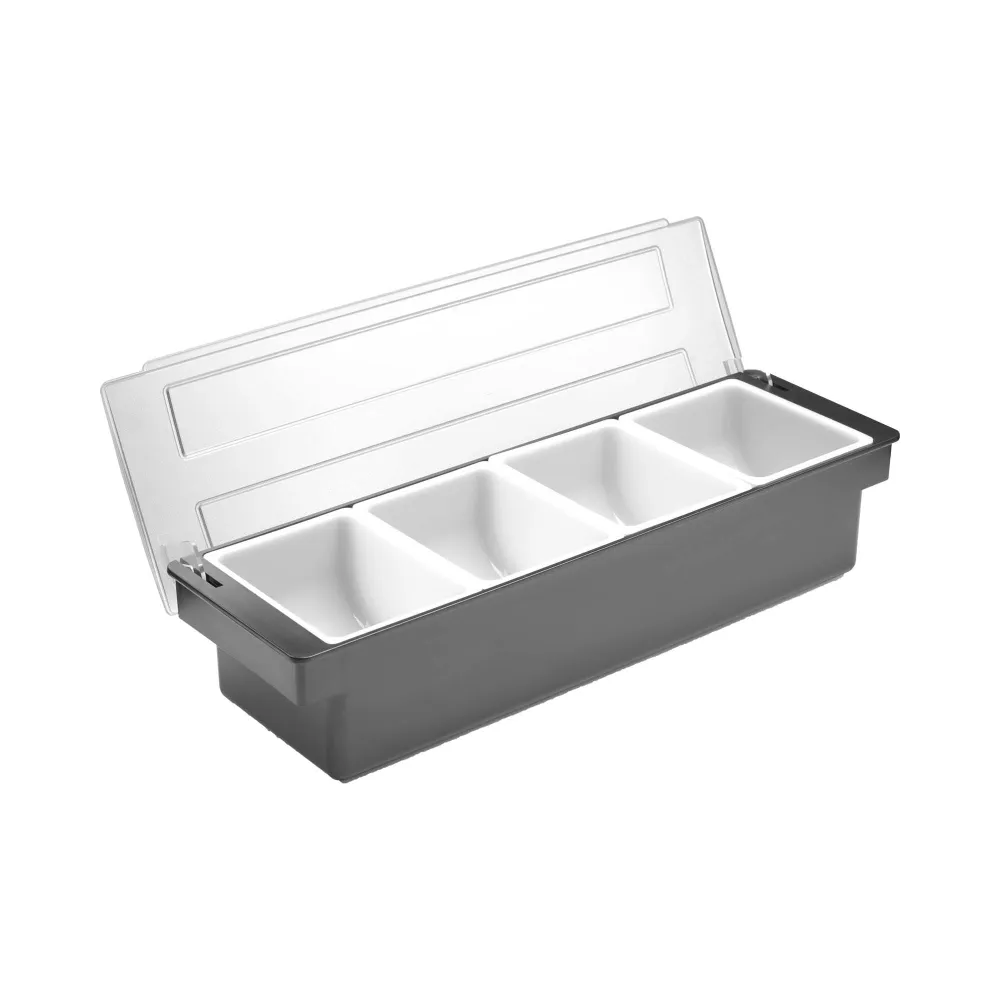 Caixa para Ingredientes 4 Compartimentos com Tampa - 480x150x100mm
