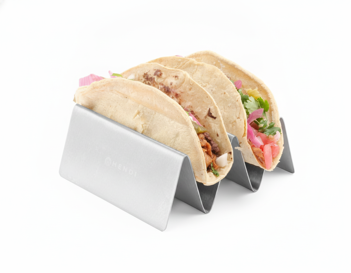 Suporte para Tacos em Aço Inoxidável 2 Ranhuras 135x115mm