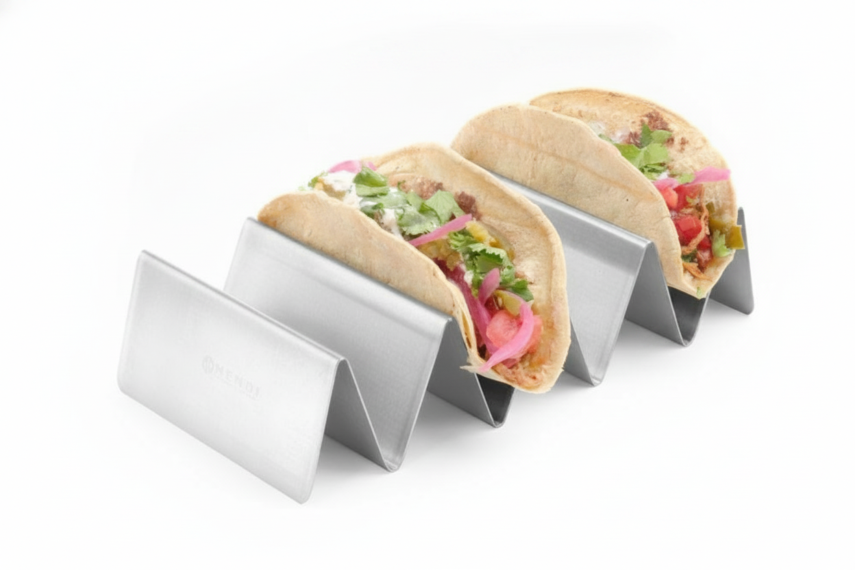 Suporte para Tacos em Aço Inoxidável 2 Ranhuras 135x115mm