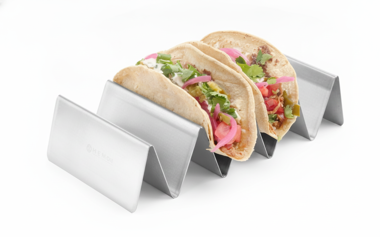Suporte para Tacos em Aço Inoxidável 2 Ranhuras 135x115mm