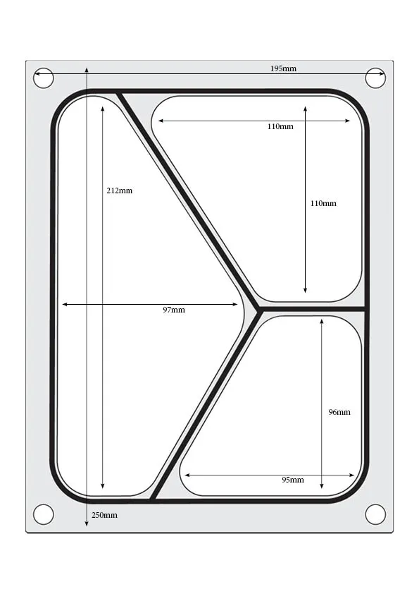 Tabuleiro para Seladora Térmica, 227x178 mm, 3 Compartimentos