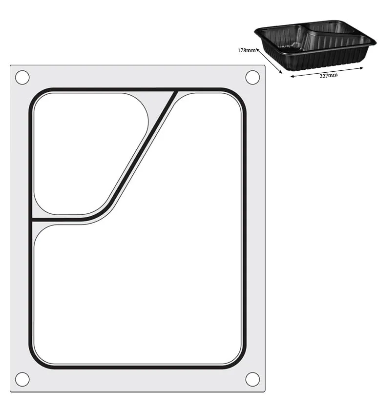 Tabuleiro para Seladora Térmica, 2 Compartimentos, 227x178 mm