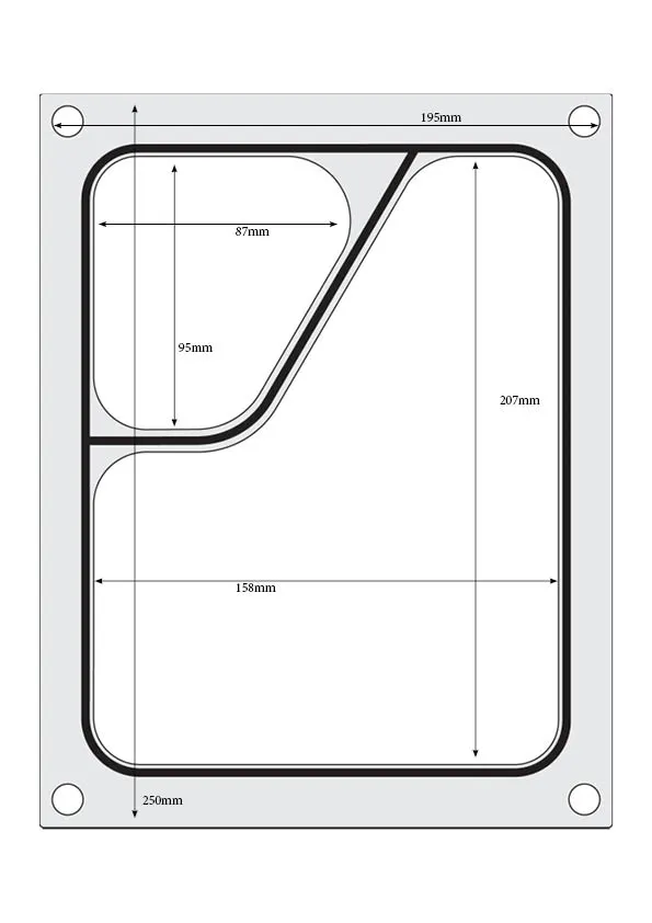 Tabuleiro para Seladora Térmica, 2 Compartimentos, 227x178 mm