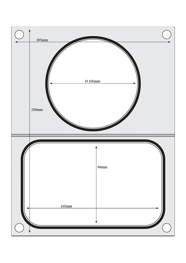 Tabuleiro para Seladora Térmica 178x113 mm + Recipiente ø115 mm