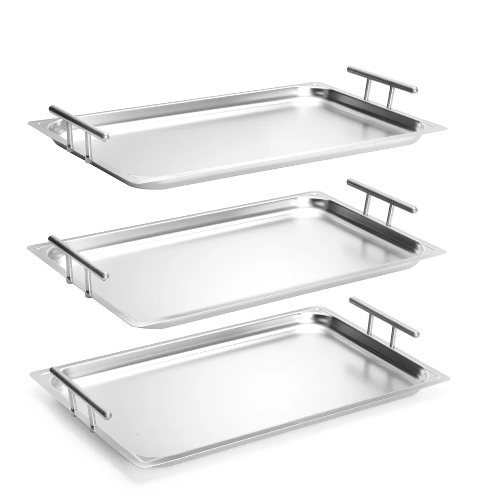 Tabuleiro de Servir Retangular Inox 530x325x70mm