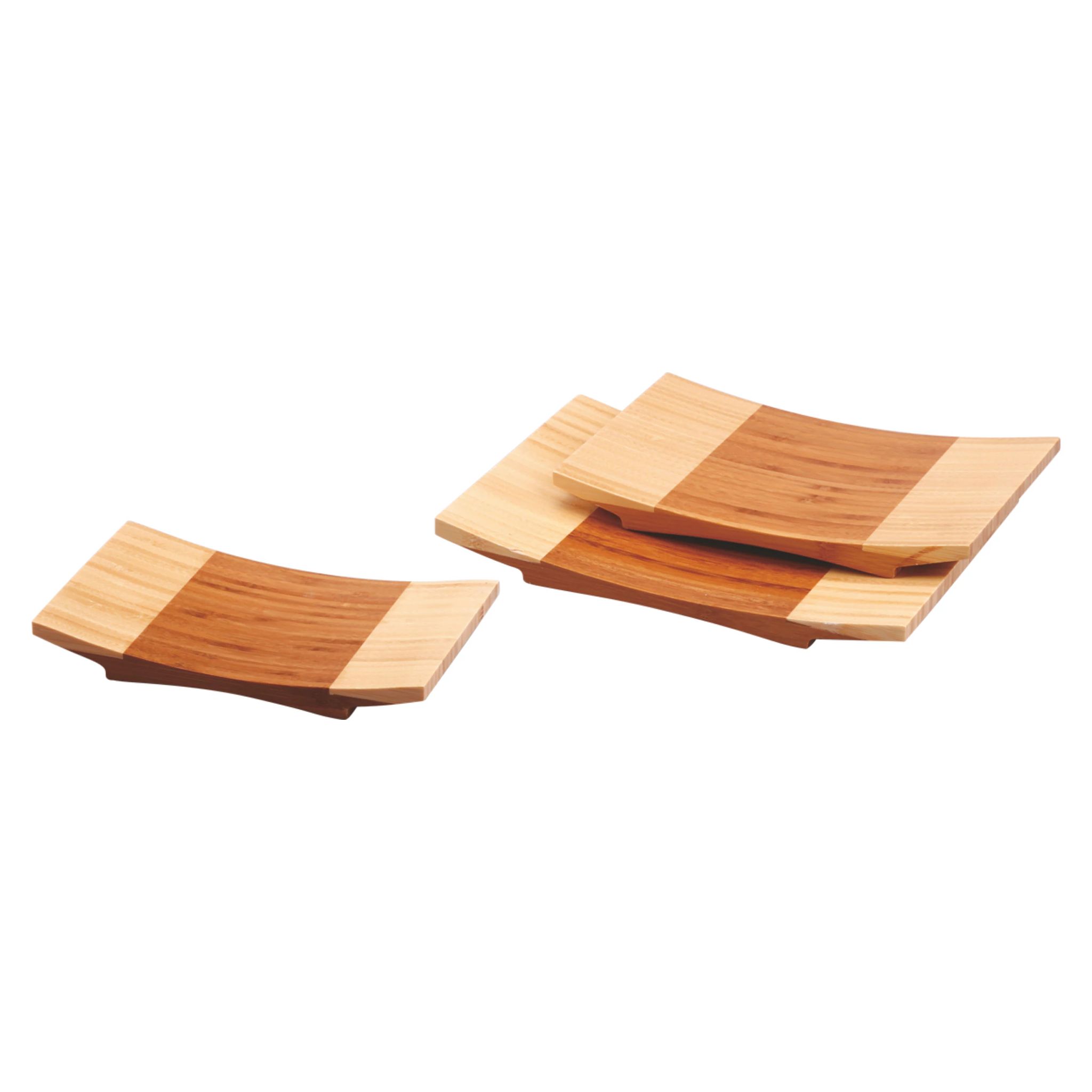 Tabuleiro Sushi Curvo Bambu 27.5x17 cm para Apresentação