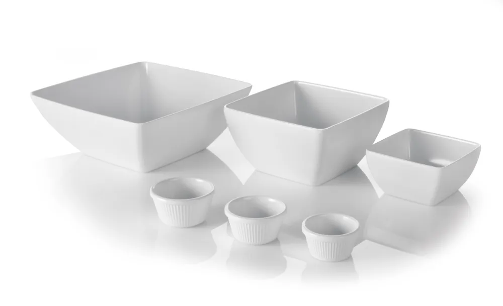 Taça Quadrada Melamina Branca 130x130x65mm para Serviço de Mesa