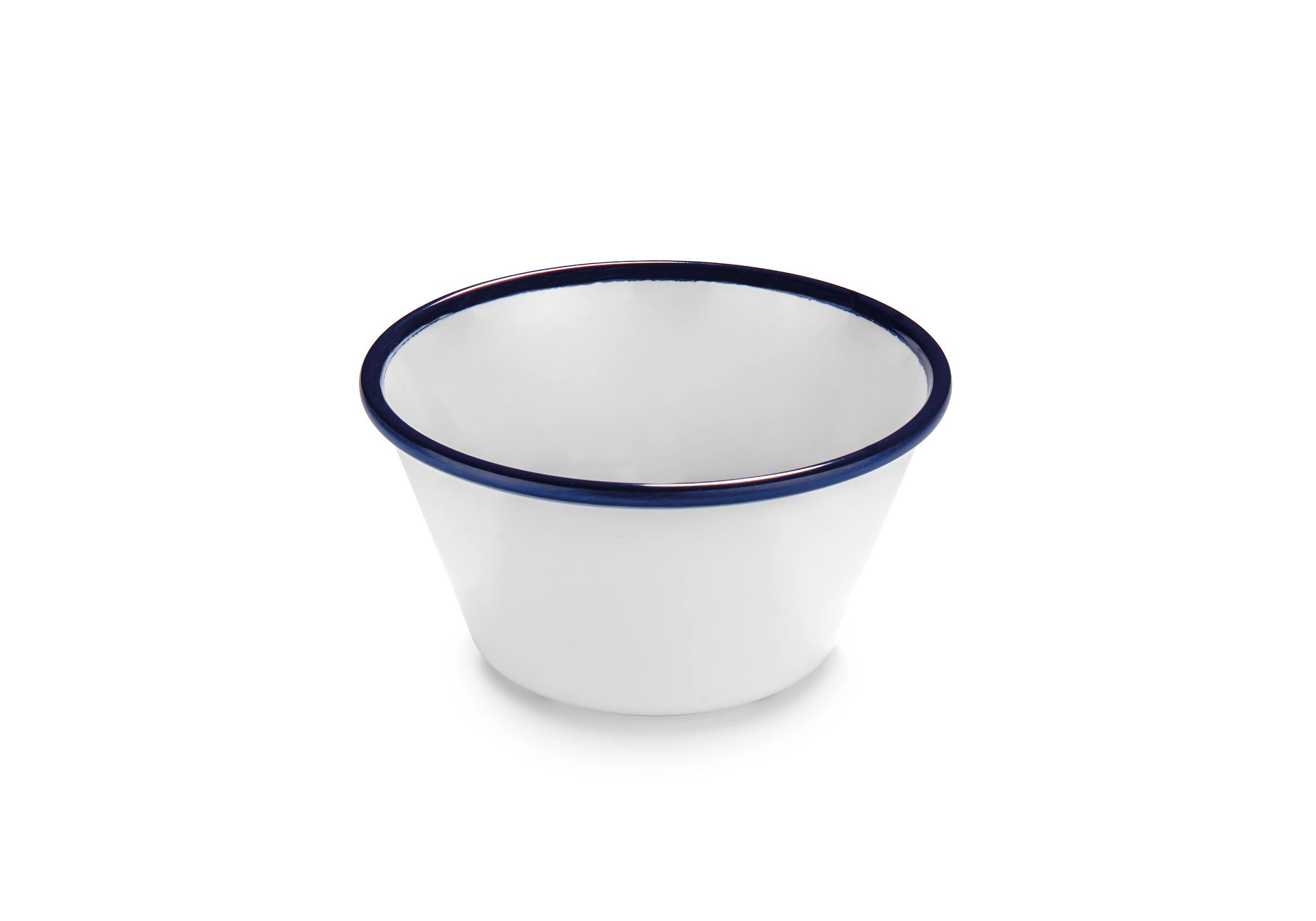 Taça Redonda Melamina 12.5 cm Branca com Bordo Azul para Mesa