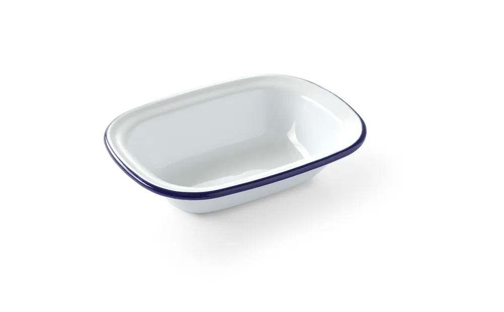 Taça Retangular Aço Esmaltado 215x160mm para Serviço de Mesa