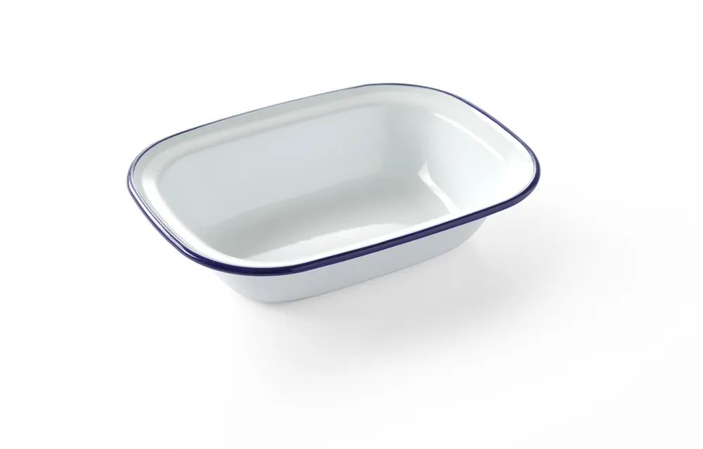 Taça Retangular Aço Esmaltado 215x160mm para Serviço de Mesa