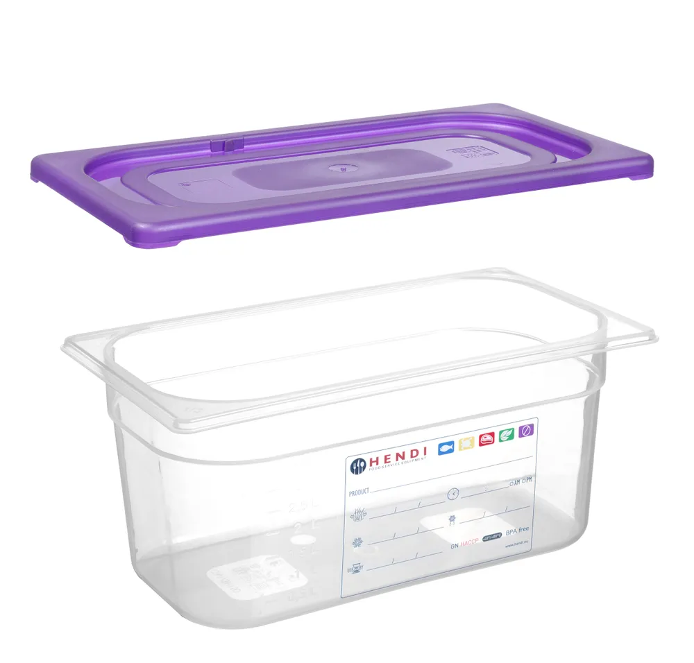 Tampa Gastronorm GN 1/4 Roxo Hendi - Polipropileno 265x162mm