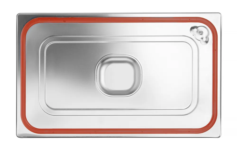 Tampa Gastronorm GN 1/6 Aço Inox com Vedação Hermética Silicone 176x162mm