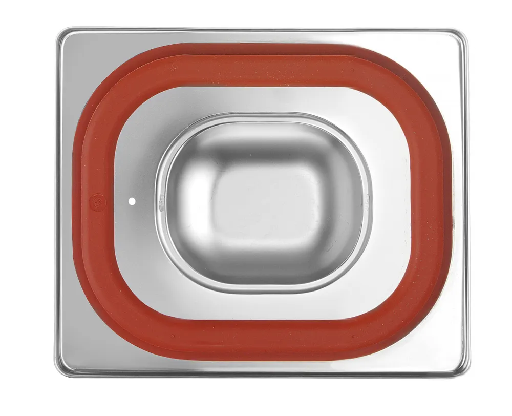 Tampa Gastronorm GN 1/6 Aço Inox com Vedação Hermética Silicone 176x162mm