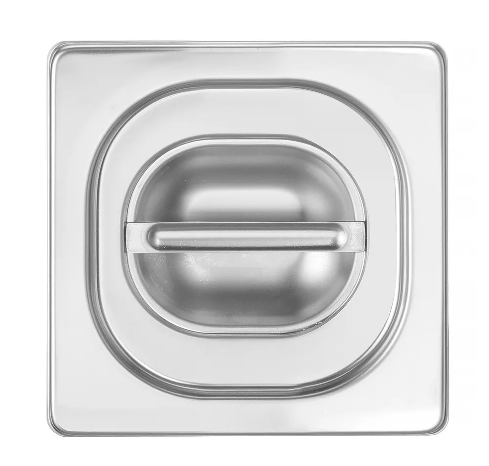 Tampa Gastronorm GN 1/6 Aço Inox com Vedação Hermética Silicone 176x162mm