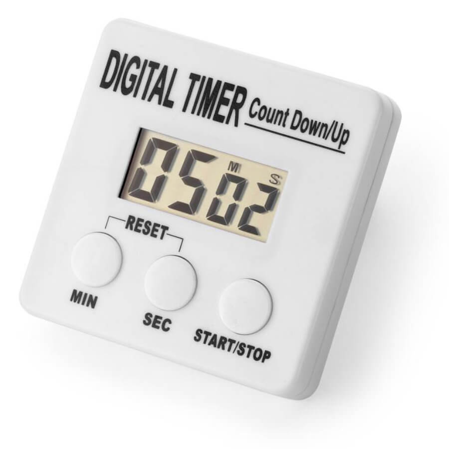 Temporizador Digital Quadrado Plástico Branco para Cozinha
