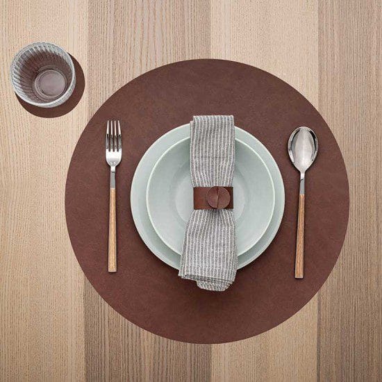 Toalha Individual de Mesa Redonda em Couro Reciclado 40 cm