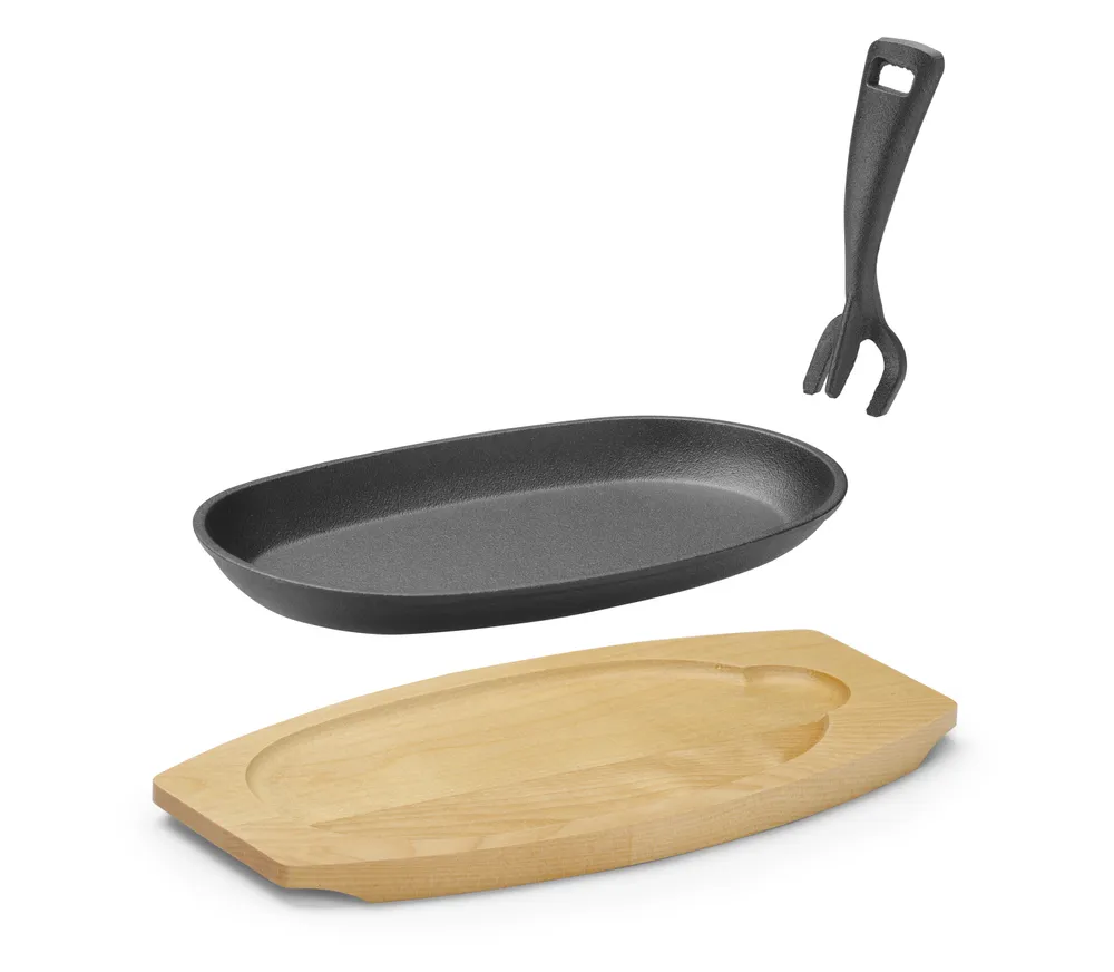 Travessa Oval de Ferro Fundido com Tábua e Pinça, 280x143mm