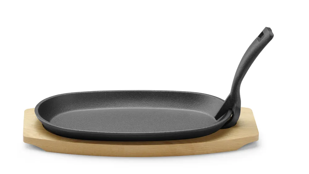 Travessa Oval de Ferro Fundido com Tábua e Pinça, 280x143mm