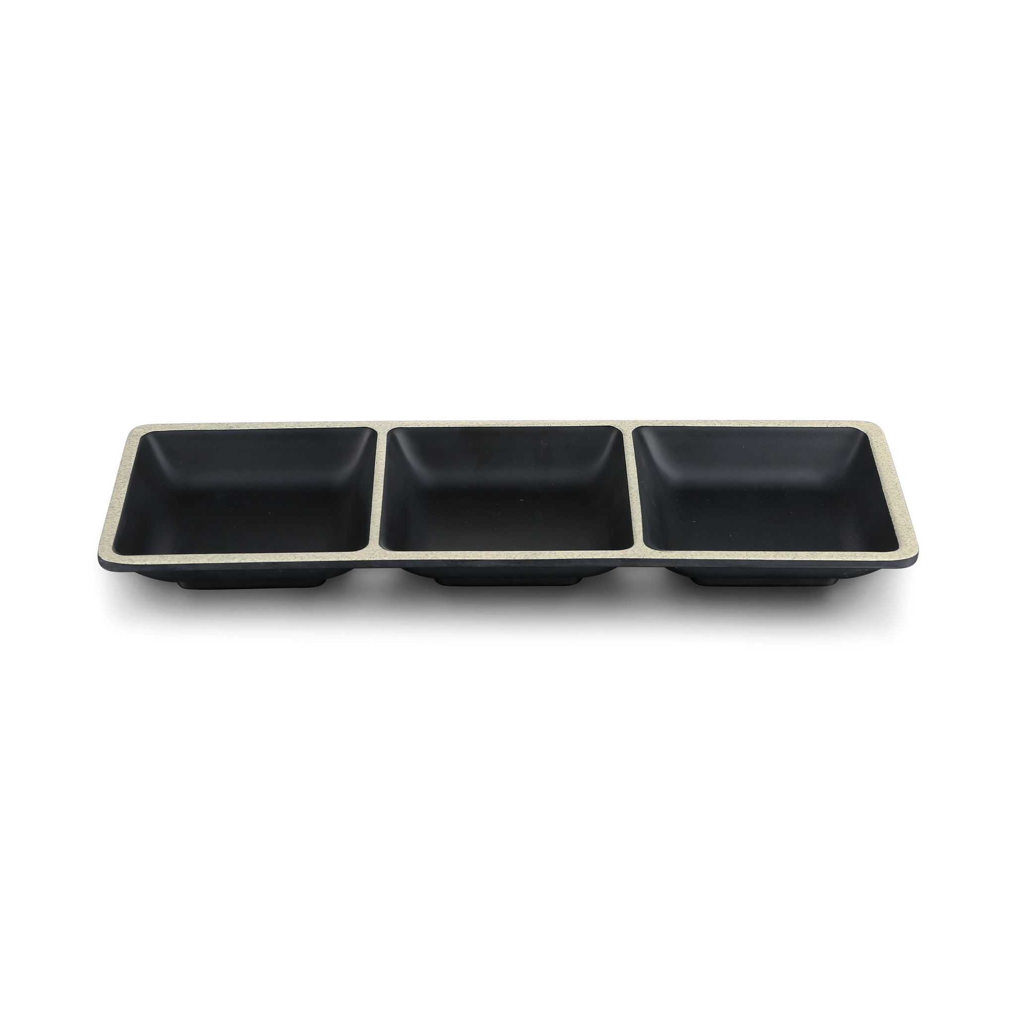 Bandeja Retangular Melamina 3 Compartimentos 29.5x9.5 cm Preto/Bronze