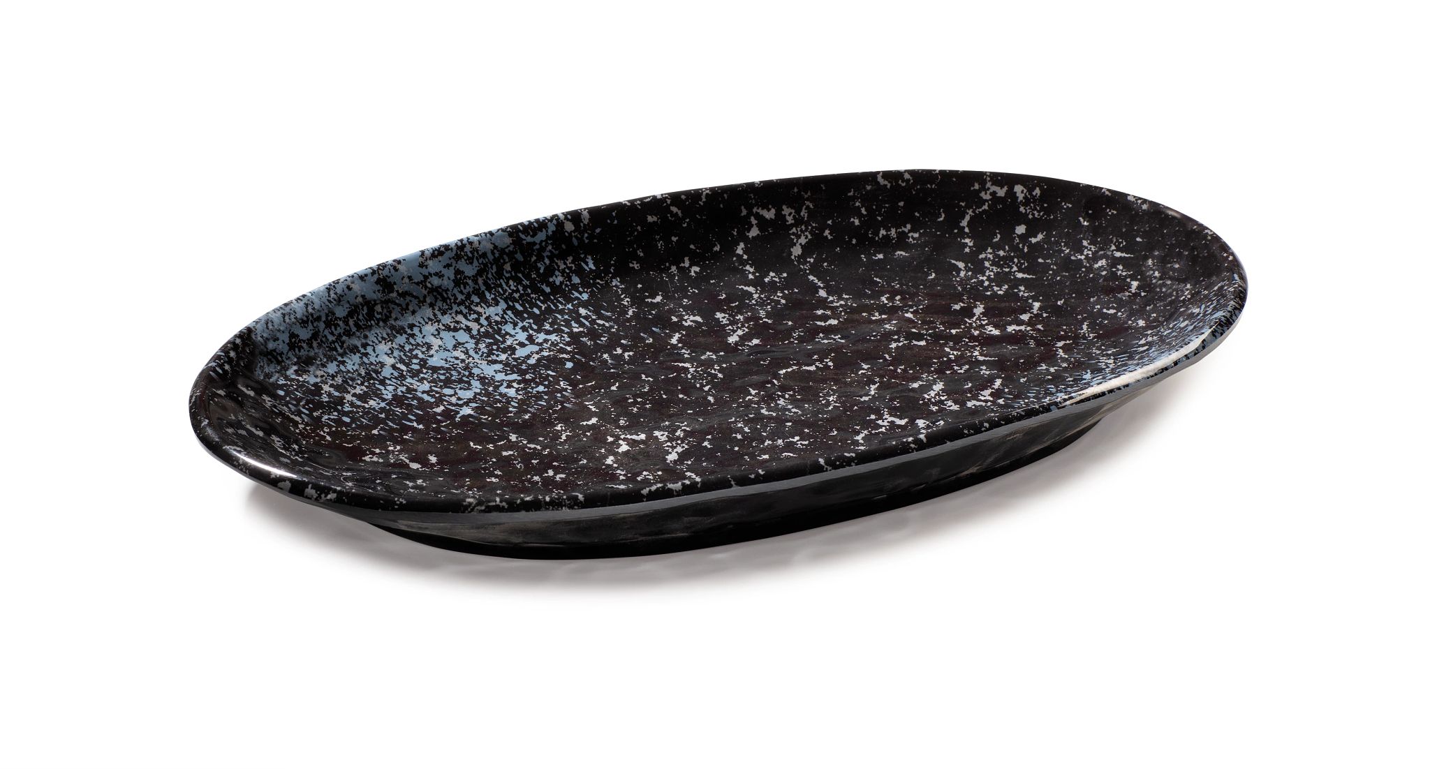 Travessa Oval Melamina 35x15 cm Preta Moteada