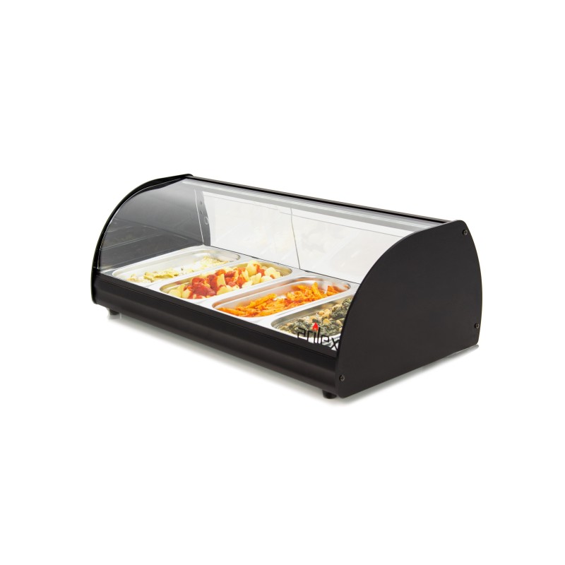 Vitrine Expositora Aquecida 4 GN 1/3 Vidro Curvo LED