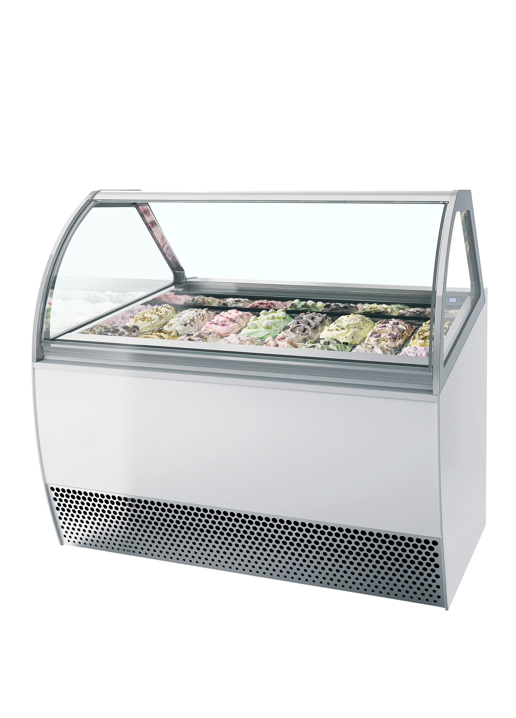 Vitrine de Gelados Ventilada 1.5m – Vidro Curvo LX16