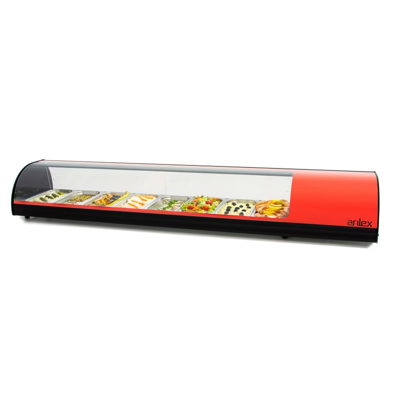 Vitrine Refrigerada Balcão 8 GN 1/3 Vermelha 1808mm