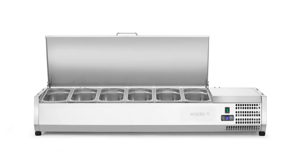 Vitrine Refrigerada 6x GN 1/3, 1405mm, Elétrica, para Bancada