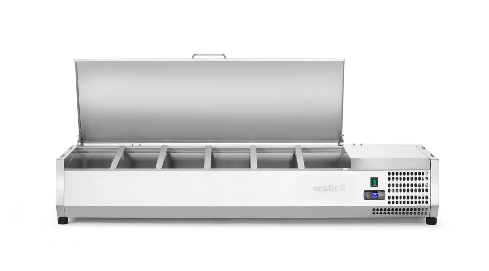 Vitrine Refrigerada 6x GN 1/3, 1405mm, Elétrica, para Bancada