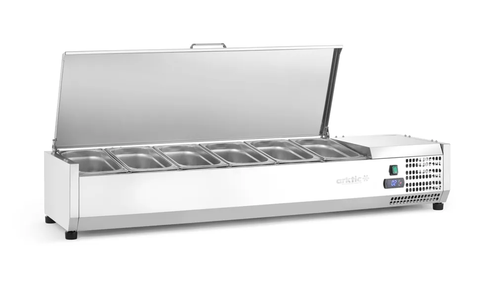 Vitrine Refrigerada 6x GN 1/3, 1405mm, Elétrica, para Bancada