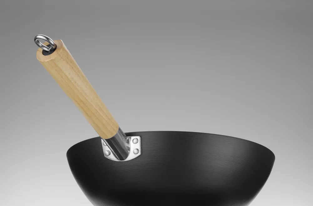 Wok Profissional Aço Carbono, Pega em Madeira – ⌀324mm