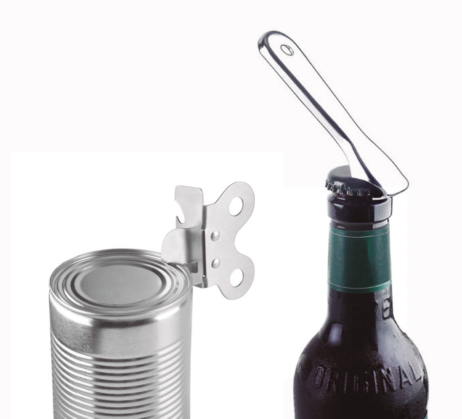Abre-latas Borboleta com Descapsulador em Níquel para Cozinha
