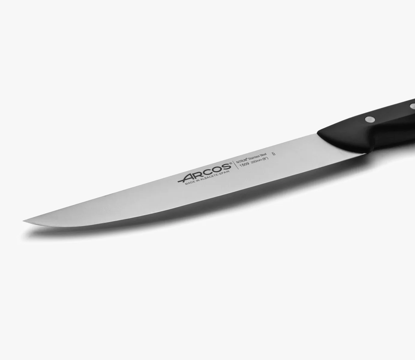 Arcos Faca cocina Maitreeries - Hoja Acero Inoxidable, mango polipropileno negro - Resistente, duradero y confiable - Tamaño, remaches alta resistência à corrosão.