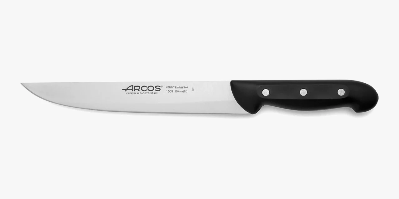 Arcos Faca cocina Maitreeries - Hoja Acero Inoxidable, mango polipropileno negro - Resistente, duradero y confiable - Tamaño, remaches alta resistência à corrosão.