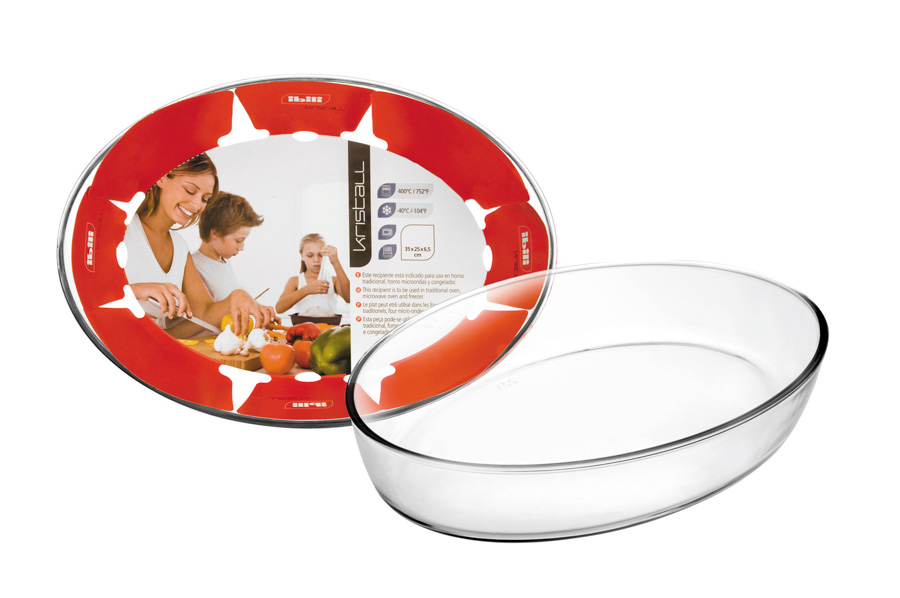 Assadeira Oval de Borosilicato 23x16x5 cm para Forno