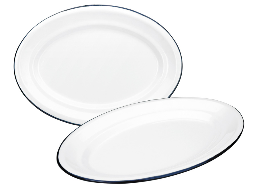 Bandeja Ovalada Branca 35x24 cm em Aço Esmaltado Vitrificado