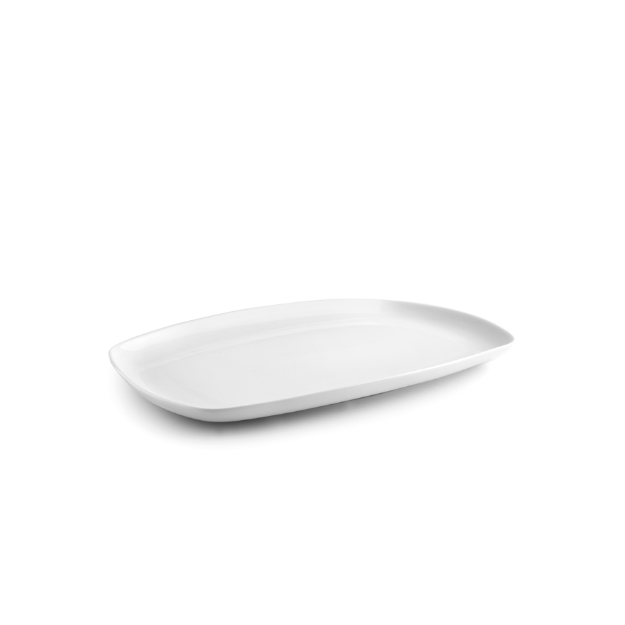 Bandeja Retangular Porcelana Branca 35 cm para Serviço de Mesa