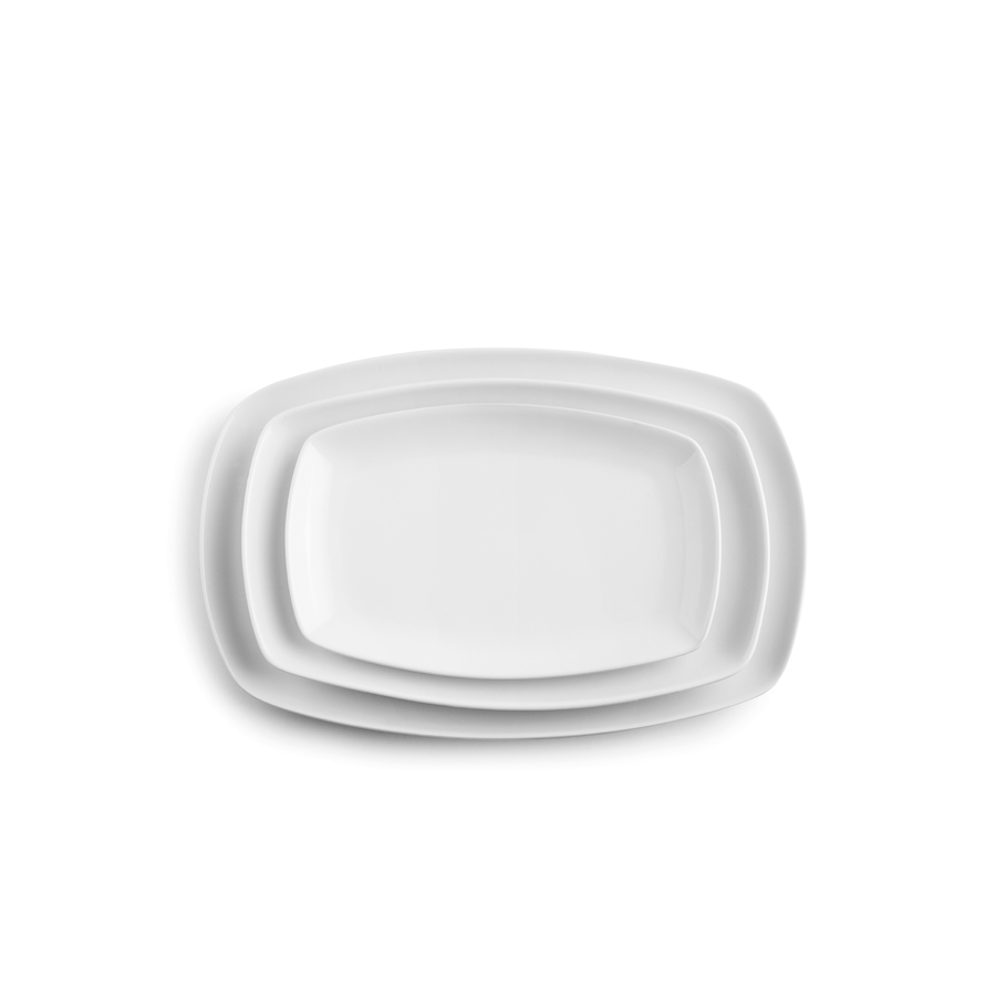 Bandeja Retangular Branca Porcelana 45 cm para Serviço de Mesa