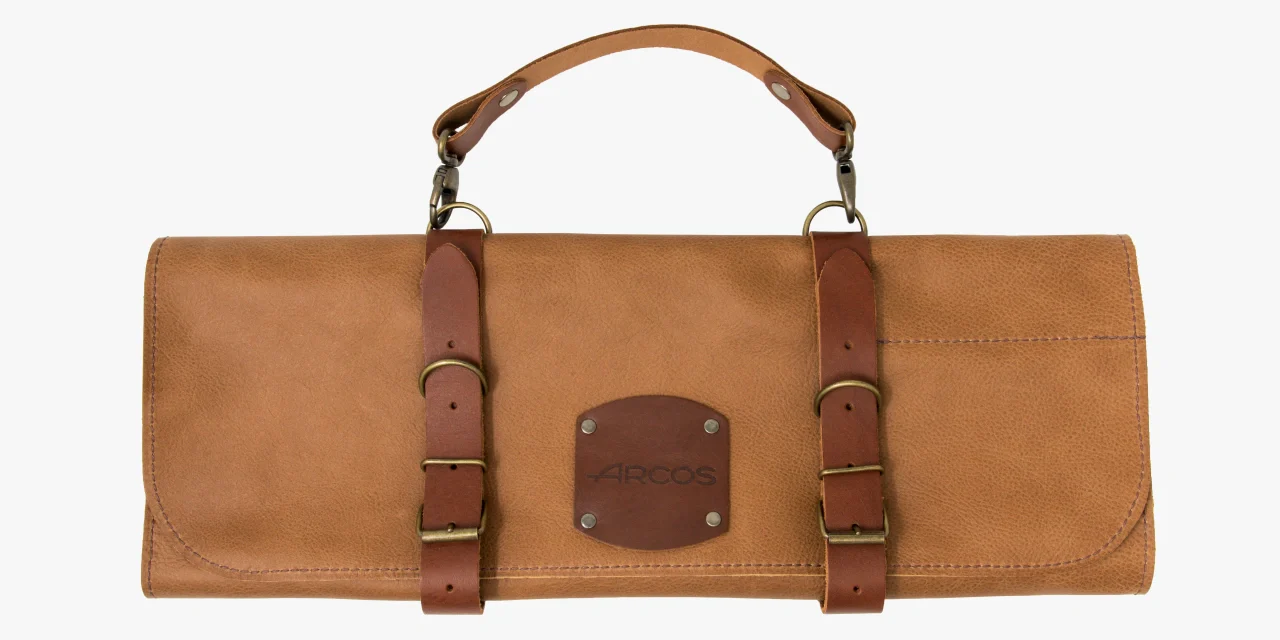 Bolsa de Facas Profissional em Couro para 5 Peças, 420 mm