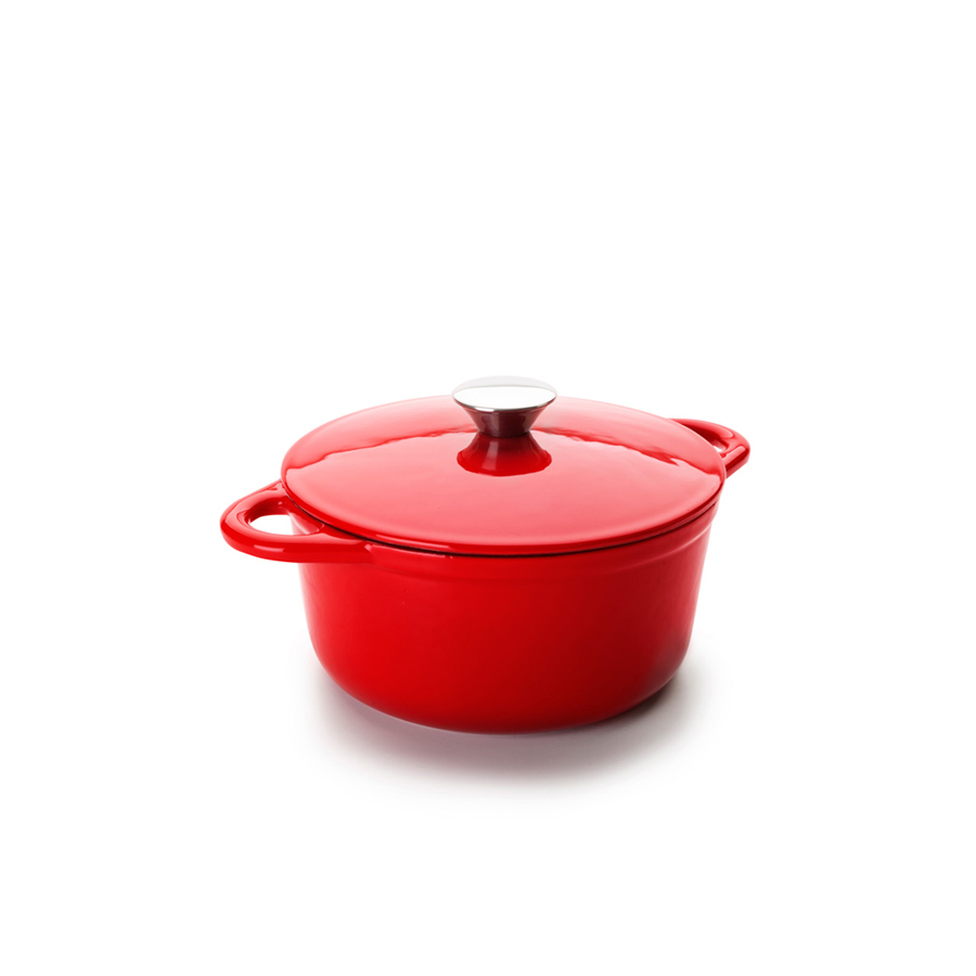 Caçarola Redonda Ferro Fundido Esmaltado 21 cm Vermelha