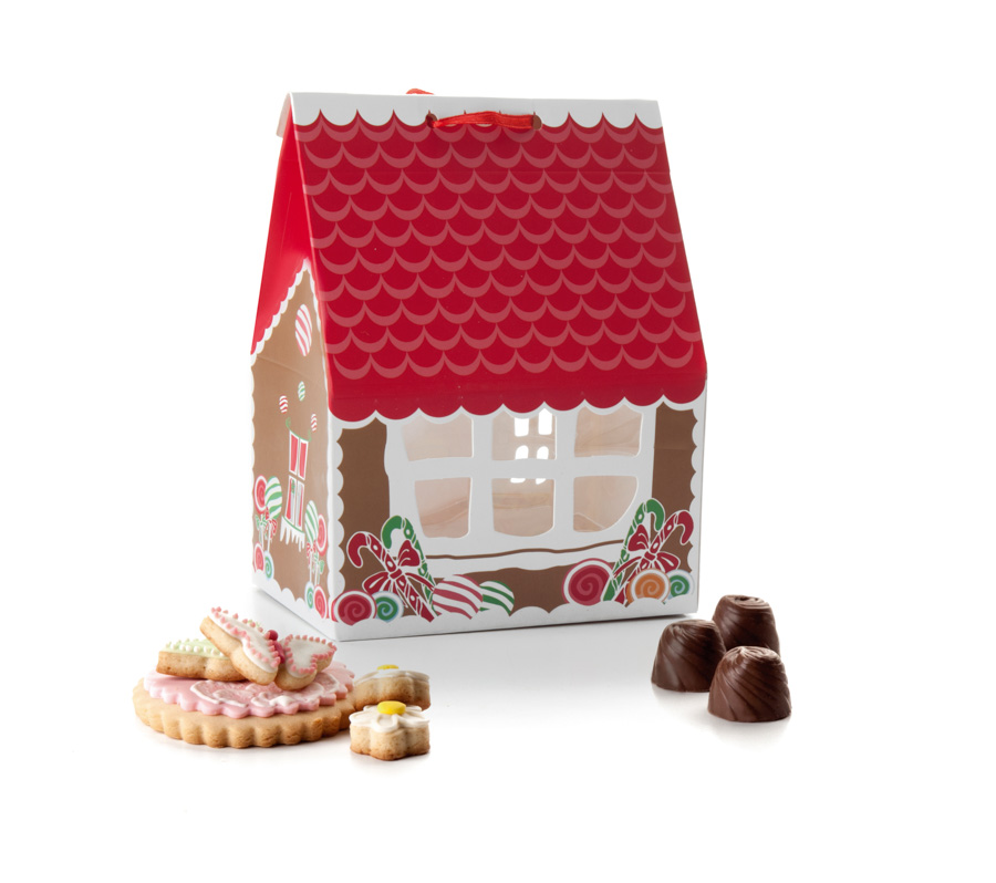 Caixa para Bolachas e Bombons 'Casinha' em Cartão