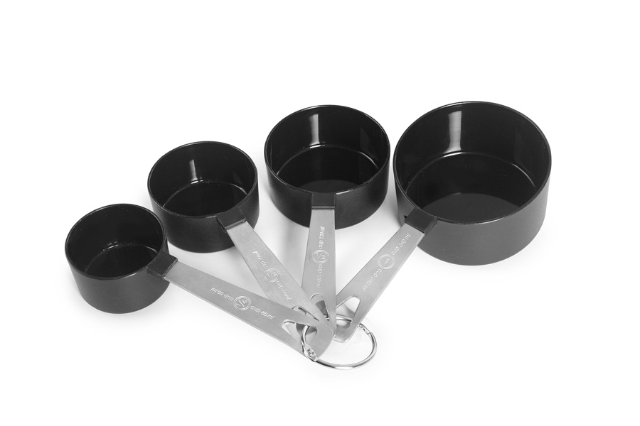 Conjunto 4 Cazos de Medida em Aço Inoxidável e Polipropileno