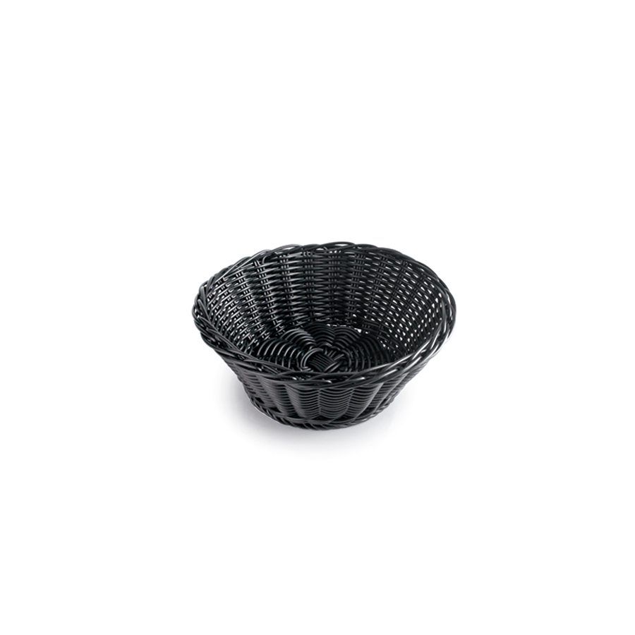 Cesto para Pão Redondo em Polirratan, Padrão Espiga, 18x6 cm